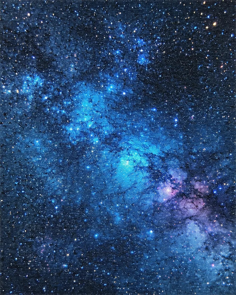 Starry Blue Nebula Galaxy Rug - Cutout View