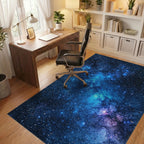 Starry Blue Nebula Galaxy Rug - Office View