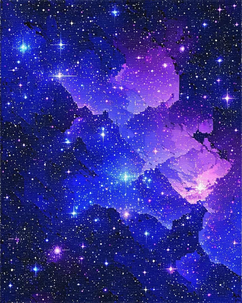 Starry Blue Purple Nebula Rug - Cutout View