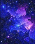 Starry Blue Purple Nebula Rug - Cutout View
