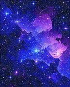 Starry Blue Purple Nebula Rug - Cutout View