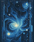 Starry Navy Galaxy Spiral Rug - Cutout View