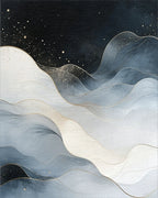 Starry Navy Gold Waves Rug - Cutout View