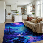 Starry Purple Nebula Mountains Rug - Living Room View