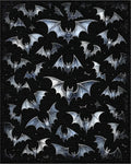 Starry Silver Bats Black Rug - Cutout View
