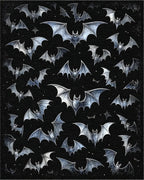 Starry Silver Bats Black Rug - Cutout View