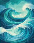 Starry Teal Swirling Waves Rug - Cutout View