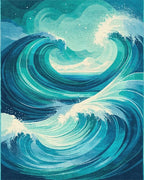 Starry Teal Swirling Waves Rug - Cutout View