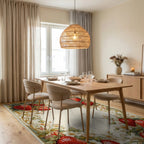 Strawberry Floral Swirl Design Rug - Dining Room View