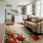 Strawberry Floral Swirl Design Rug - Living Room View