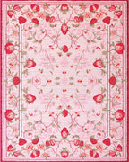 Strawberry Garden Pink Floral Rug - Cutout View