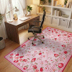 Strawberry Garden Pink Floral Rug - Office View