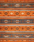 Striking Orange Gray Geometric Stripe Rug - Cutout View