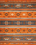 Striking Orange Gray Geometric Stripe Rug - Cutout View