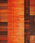 Striped Geometric Orange Black Pattern Rug - Cutout View