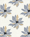 Stylized Gray Gold Floral Pattern Rug - Cutout View