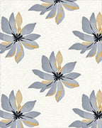 Stylized Gray Gold Floral Pattern Rug - Cutout View