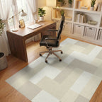 Subtle Beige Geometric Interlock Blocks Rug Office View