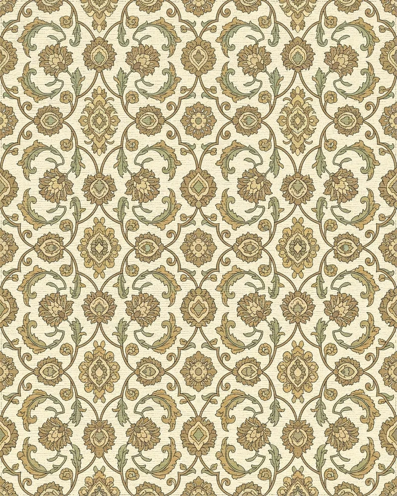 Subtle Gold Floral Arch Motif Rug - Cutout View