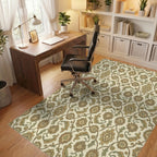 Subtle Gold Floral Arch Motif Rug Office View