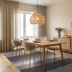 Subtle Lavender Gray Striped Texture Rug - Dining Room View