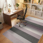 Subtle Lavender Gray Striped Texture Rug - Office View