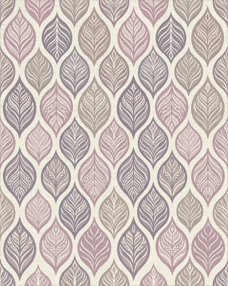 Subtle Lavender Leaf Overlay Rug - Cutout View
