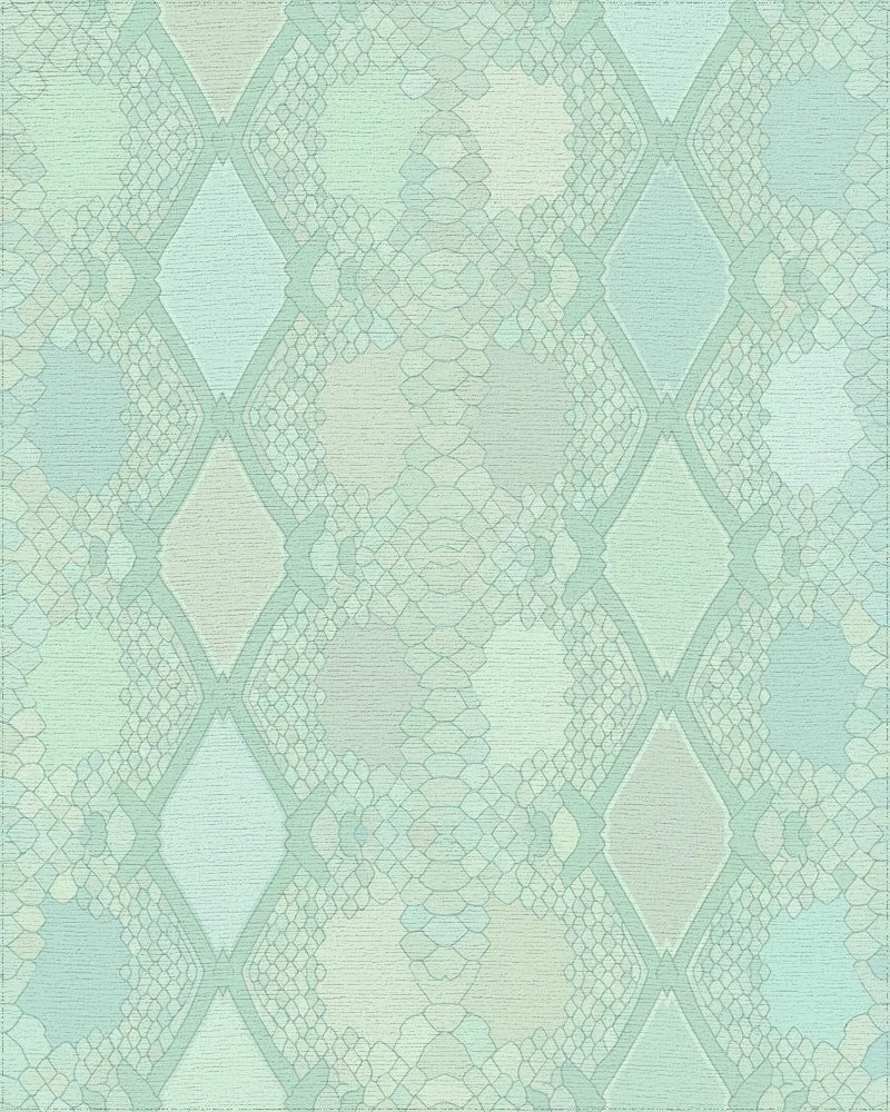Subtle Mint Snake Skin Diamond Rug - Cutout View