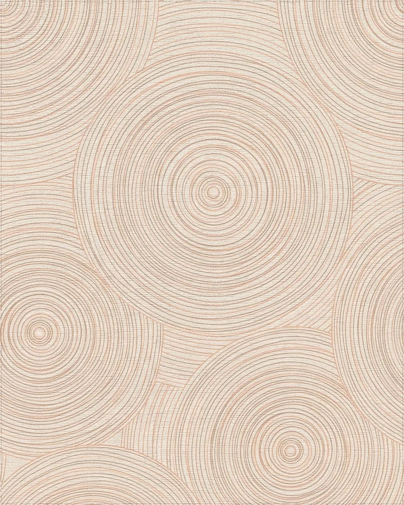 Subtle Peach Concentric Circles Rug - Cutout View