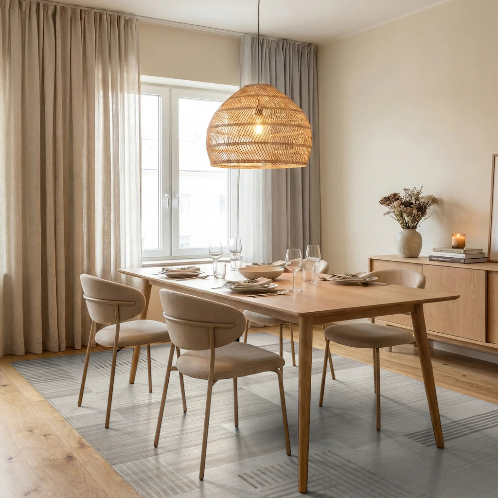 Subtle Stripe Rectangular Arrangement Rug - Dining Room View