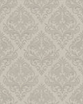 Subtle Tan Damask Scroll Work Rug - Cutout View
