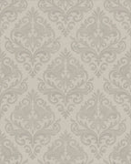 Subtle Tan Damask Scroll Work Rug - Cutout View