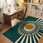 Sunburst Abstract Teal Gold Rug Office View