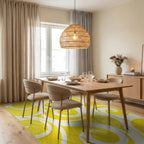 Sunny Citrus Swirl Tile Pattern Rug - Dining Room View
