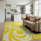 Sunny Citrus Swirl Tile Pattern Rug - Living Room View