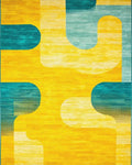 Sunny Teal Abstract Arcs Rug - Cutout View