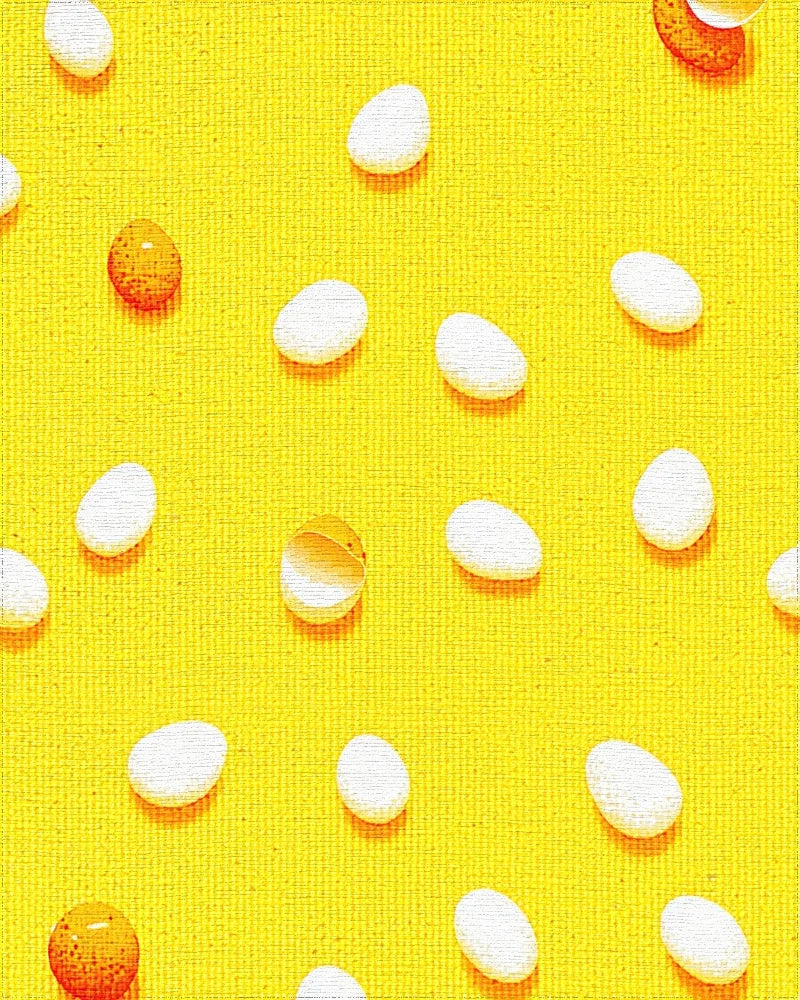 Sunny Yellow Egg Collage Rug - Cutout View