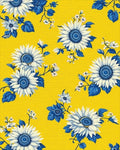 Sunny Yellow Sunflowers Blue Leaves Rug - Cutout View