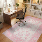 Sweet Blossom Pink Floral Medallion Rug - Office View