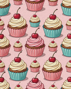 Sweet Cherry Cupcake Delight Pattern Rug - Cutout View