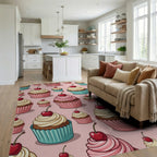 Sweet Cherry Cupcake Delight Pattern Rug Living Room View
