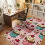 Sweet Cherry Cupcake Delight Pattern Rug Office View