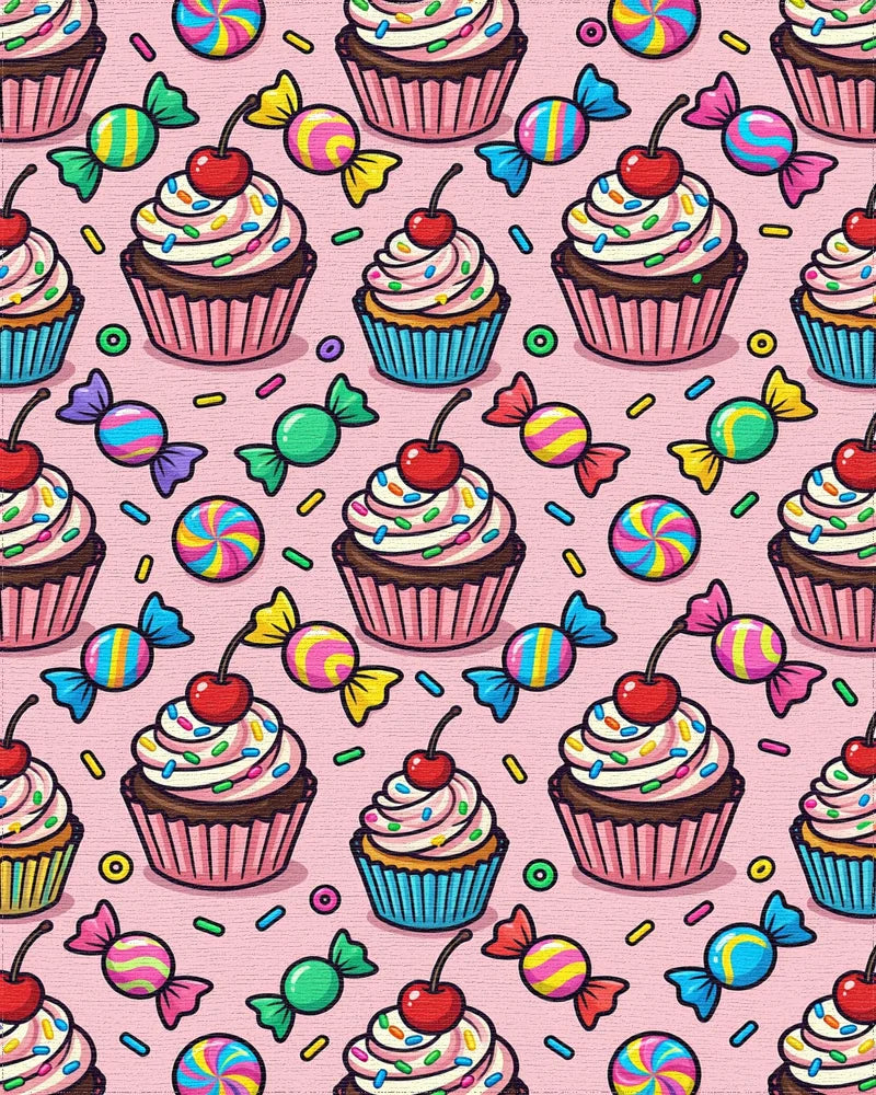 Sweet Cupcake And Candy Toss Rug - Cutout View