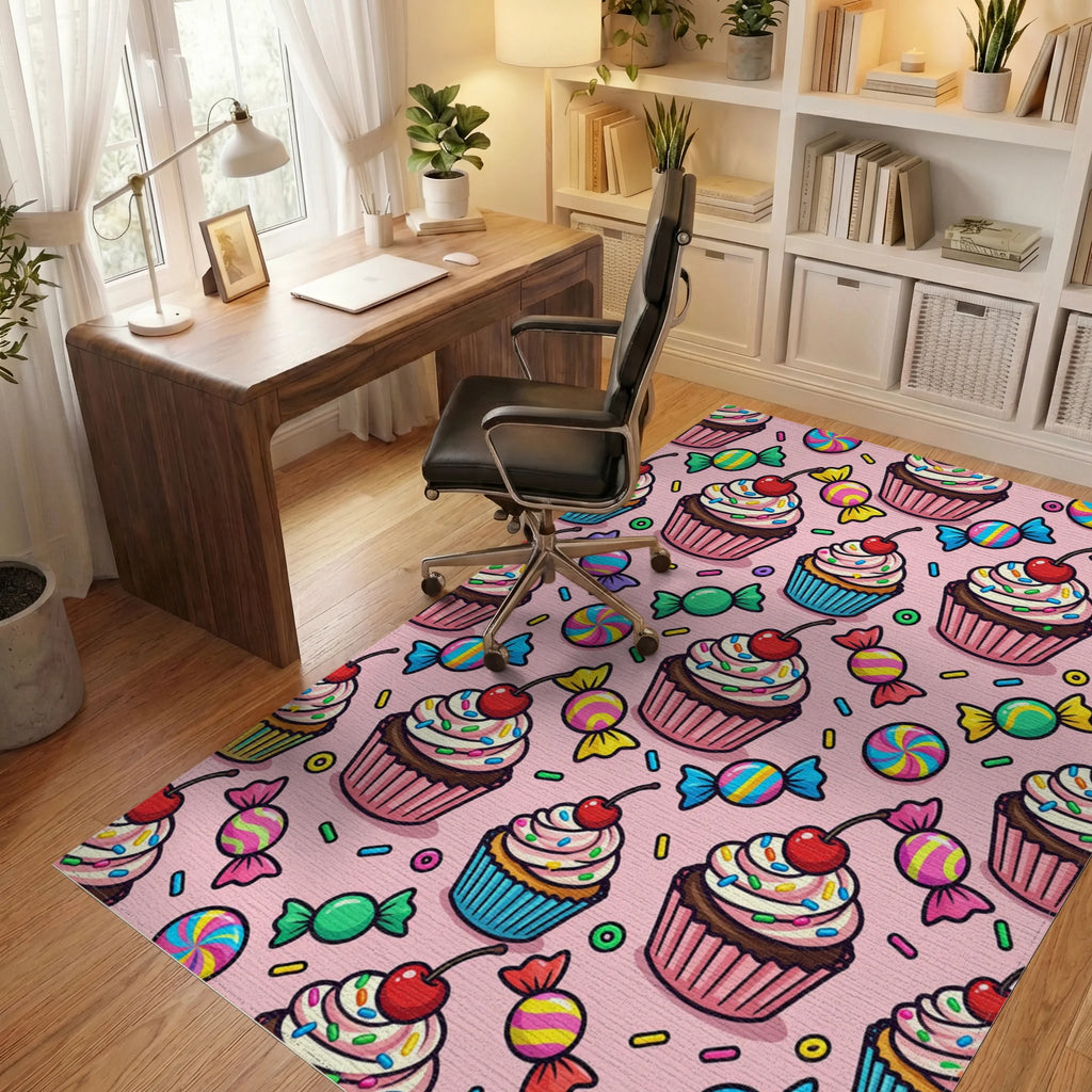 Sweet Cupcake And Candy Toss Rug Office View