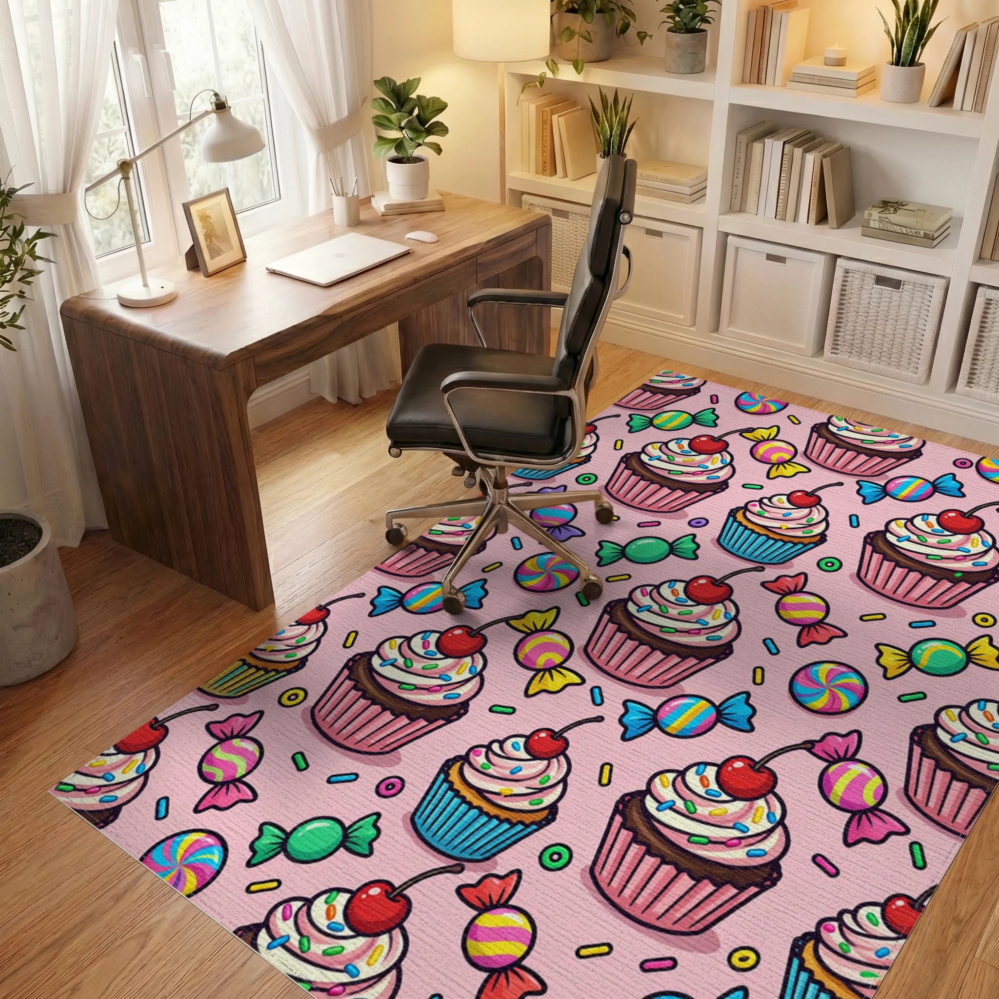 Sweet Cupcake And Candy Toss Rug Office View
