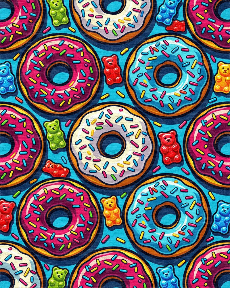 Sweet Gummy Bear Donut Sprinkle Rug - Cutout View