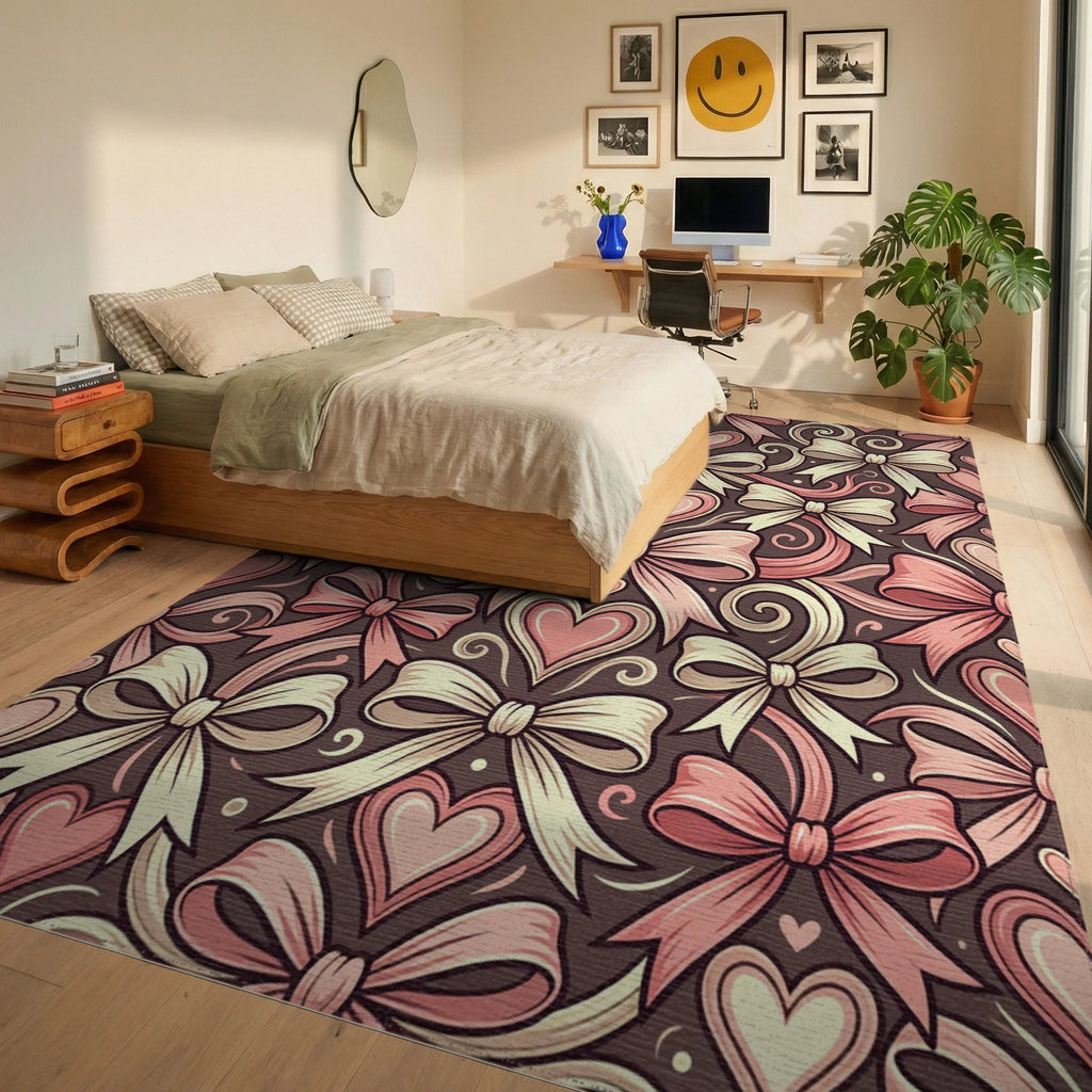 Sweet Hearts And Bows Repetition Rug Bedroom View