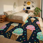 Sweet Ice Cream Cones with Sprinkles Rug Bedroom View