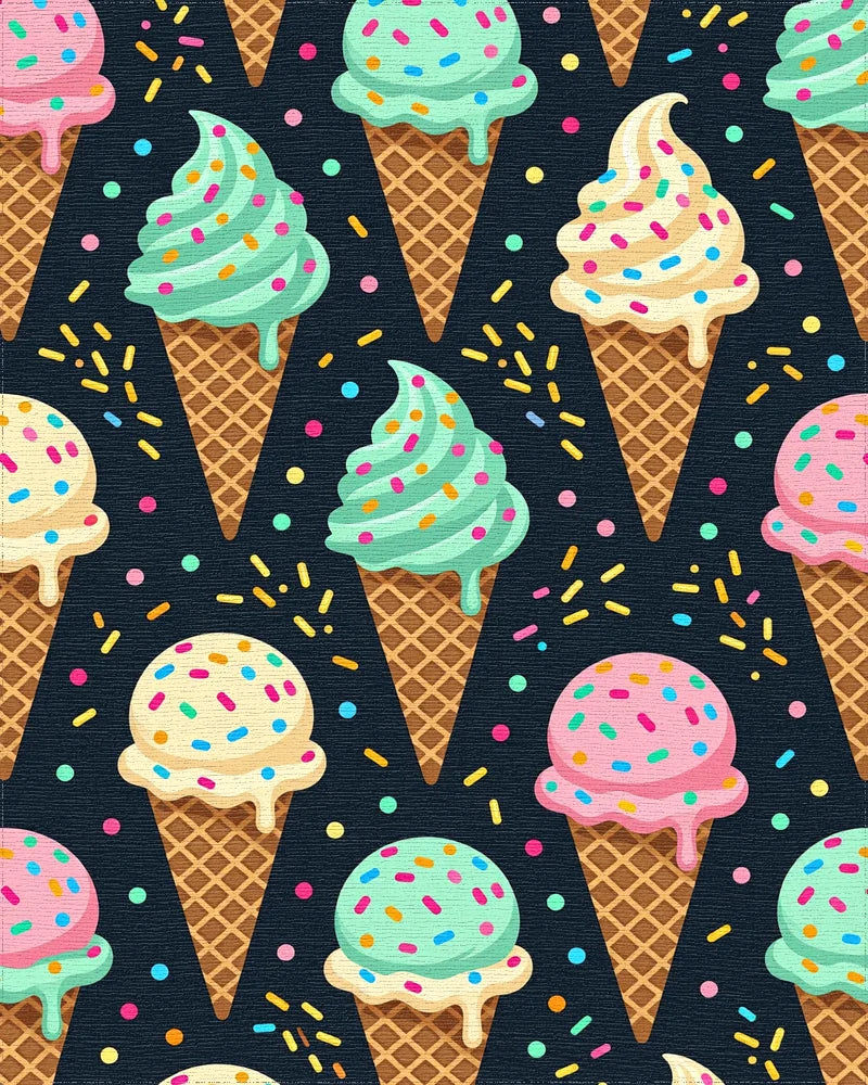 Sweet Ice Cream Cones with Sprinkles Rug - Cutout View