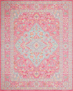 Sweet Pink Blue Medallion Rug - Cutout View